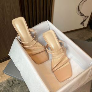 French Two-Way Wearable Summer High Heels Sandals Womens New 2025 Roman Style Thick Heel Thin Strap Elegant Fairy Wind Sandals