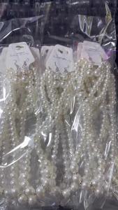 Set barang kemas mutiara kalung wanita set tiga anting rantai tangan strand untuk ibu aksesori gambar perkahwinan yang indah