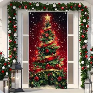 VIKAMA Santa Claus holiday entrance door tapestry banner indoor and outdoor Christmas decoration and party atmosphere decor