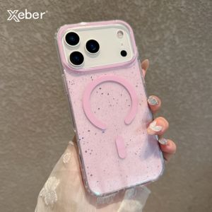 Jelly Glitter For Magsafe Wireless Charging Case For iPhone 17 Air 16 15 14 Pro Max Magnetic Shockproof Transparent TPU Cover