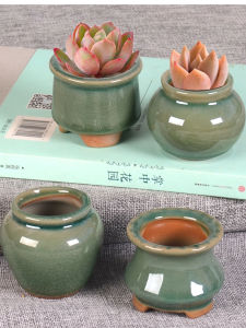 Minimalist Hand-Painted Ceramic Thumb Pot Succulent Planters Unglazed Glaze Ice Crack Small Flower Pots Special Clearance