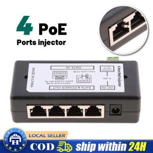 【Local delivery】 4 POE Ports Injector Switch 12-48V Passive Power Supply Module Over Ethernet for CCTV Network Ap Router