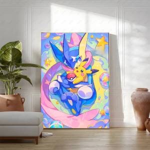 Bandai | Poster Anime Canvas - Pokemon Charmander Pikachu Eevee - Nghệ Thuật Treo Tường Phong Cách Hiện Đại - Chất Liệu Giấy - Thiết Bị Ngoại Vi Sưu Tầm
