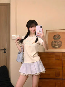 Áo Thun Nữ Tay Ngắn in Chữ Graffiti Cổ Tròn Dáng Ôm Mùa Hè 2025 Áo Thun Cotton Thường Ngày Có Chi Tiết Ren Hoa