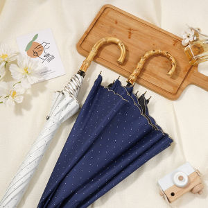 Luxury Embroidered Bamboo Handle Umbrella Sunshade