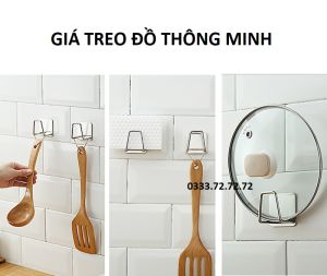 Giá Dán Tường Treo Vung Nắp Nồi Giá Dán Tường Tiện Ích Khu Bếp Sử Dụng Miếng Dán 3M Chắc Chắn Không Cần Khoang Tường