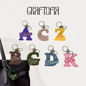 CRAFTOFIA Personalized Initial with Name Keychain/ Name Charm/ Giveaways I Premium 3D Printed PLA