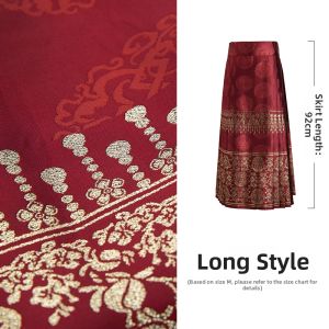 Elegant Red Gold Chinese-Style Horse Face Half Skirt