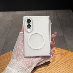 Ốp Lưng Bảo Vệ Bản Lề Frosted Hinge Protection Magsafe Dành Cho Samsung Galaxy Z Fold 8 Ultra 7 6 5 4 - Vỏ Điện Thoại Từ Tính Màu Đen Trong Suốt Với Góc Nhìn Rộng