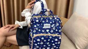 Baby Crib Bag New Foldable Mori Style Trendy Backpack Printed Hot Mom Can Hang Baby Carriage Mummy Bag When Going out