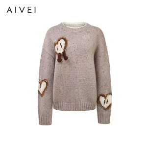 AIVEI | Vintage Heart Pattern Loose Pullover Sweater