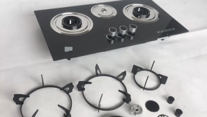 HOTBAO Elegant Stainless Steel Built-In Gas Cooktop with 3- Burner Precision Control and Energy-Saving Double Flame Design