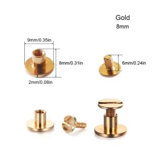20PCS Leather Craft Solids Rivets Round Head Screw Bolts for Bookkeeping Luggage Bags Shoes Clothes 5/6.5/8mm