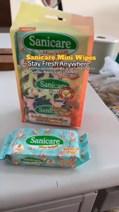 B1T1 Sanicare Mini Wipes Summer Breeze Scent (8 sheets) Pack of 6