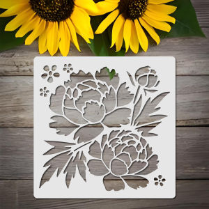 1PC 11.8 Inch Peony Flower Stencil Template Floral Painting Stencil for DIY Wall Furniture Decor