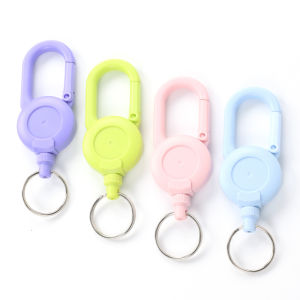 Macaron Anti-theft Easy-to-pull Buckle Rope Elastic Keychain Sporty Retractable Key Ring Anti Lost Yoyo Ski Pass ID Card