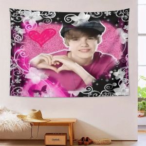 VIKAMA Cử Chỉ Tình Yêu Phong Cách Thần Tượng Nhạc Pop Tấm Thảm Treo Tường Polyester Hiện Vật Nền Chụp Ảnh Phòng Khách Trang Trí Phòng Ngủ