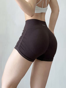 กางเกงขาสั้นออกกำลังกายทรงส้มสำหรับผู้หญิง กางเกงออกกำลังกายโยคะสั้นเอวสูง ผ้าไนลอน ยืดหยุ่นได้ดี กางเกงขาสั้นสำหรับออกกำลังกายและโยคะ