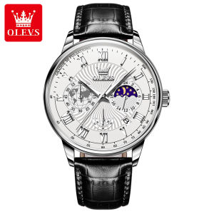 OLEVS mens watch original authentic sports waterproof multifunction pointer calendar function moon phase function luminous function business mens type