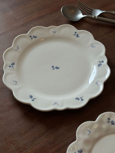 Zeteng Home Ceramic Plate Creative Edged French Vintage Luxury Western Dessert Pasta Dim Sum Dish  Style High Temperature Sticker