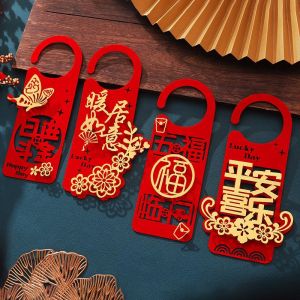 2024 Chinese New Year Door Handle Pendants Red Felt Spring Festival Door Hanging Ornament for New Year Festival Home Decoration