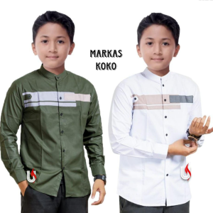 Baju Koko Anak Laki Laki Remaja Usia 10 - 15 tahun Lengan Panjang Katun Adem