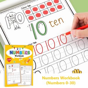 Calligraphy Practice Book 32 Pages Writing Learning Numbers 0-30 for Kids Childrens Kindergarten Exercises Workbook