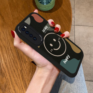Huawei Nova7 Soft Silicone Phone Case Mens Womens Cute Smiling Face Full Lens Protection Simple Couple Leather Pattern Protective Cover