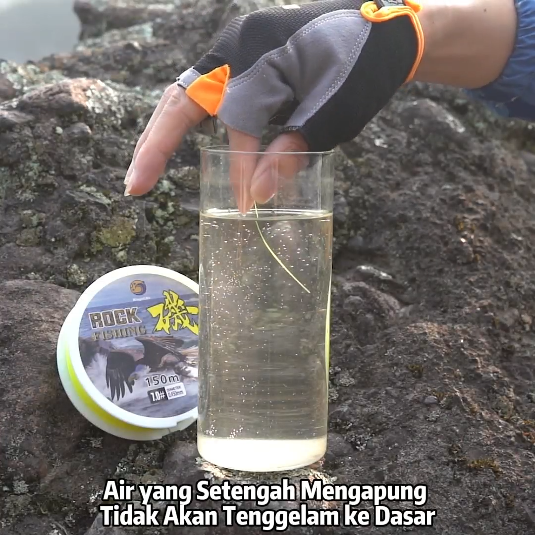 Bingolife Rock Fishing Line Semi-Floating Tali Pancing Tahan Aus Senar Pancing Untuk Di Lepas Pantai Nilon Monofilamen Kuning 150m
