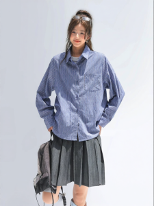 CHANT2nd | Leisure Business Slim Blue Stripe Womens Shirt