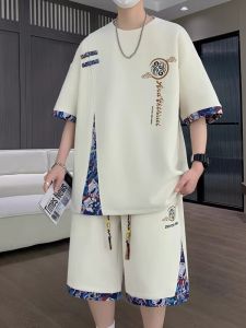 National Style Ice Silk Set for Teenage Boys Summer Trendy Sporty Outfit