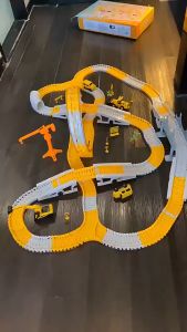 Realeos Construction Race Tracks for Kids Boys Toys Car Toy Flexible Track Playset DIY Railway