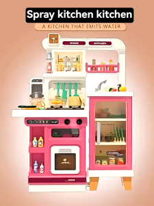 READY STOCK Childrens Play Kitchen Toys Childrens Simulated Cooking Mini Kitchenware Birthday Gifts 103cm Height-65PCS