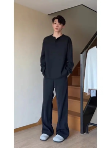 เสื้อยืดคอกลมแขนยาวหลวมๆ สำหรับผู้ชายและผู้หญิง ทรงหลวม ทรงหลวม เสื้อเชิ้ตฤดูใบไม้ร่วง น้ำหนักเบา ระบายอากาศได้ดี ป้องกันรอยยับ ป้องกันการสึกหรอ