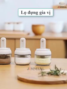 [Chính Hãng] Lọ Gia Vị Hũ Gia Vị Thủy Tinh Kèm Thìa Điều Chỉnh Dài Ngắn 280ml Có Gioăng Cao Su Chống Ẩm Cao Cấp