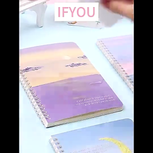 A5 Size Oil Painting Coil Notebook Spiral Landscape Aesthetic (60 sheets) Korean version of the coil notebook rollover notepad A5 thickened diary A5 notebook set 10 pcs for high school