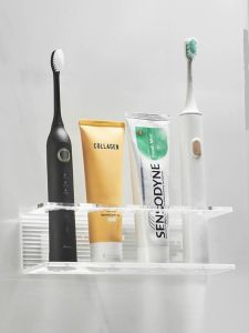 Bathroom Wall-Mounted Toothbrush Holder Electric Toothbrush Rack Creative Storage Shelf Nordic Style Acrylic No Drilling Needed