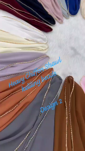 Shawl Heavy Chiffon Premium Beaded Viral Sulam Batu Berat untuk Wanita Muslimah
