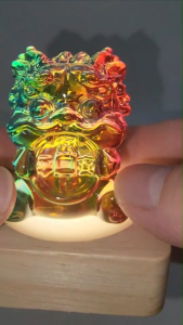 (SG Seller Ready Stocks) Glazed Glass (LiuLi) Colorful Gold Swallowing Beast 4.8+cm 琉璃彩色吞金兽摆件 4.8 厘米