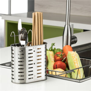 Kitchen 304 Stainless Steel Knife Fork Storage Rack Chopsticks Basket Thickened Hanging Vertical Chopsticks Basket Utensil Holder