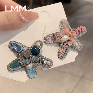 Shiny Summer Dopaamine Color Diamond Starfish Hair Clip Side Fringe Hair Card Luxury Elegant Hair Accessories for Women