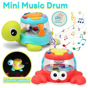 Light Up Musical Turtle/Crab Drum Toy for Baby 18+Months Interactive Sensory Toy for Early Learning