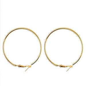 Large Size Pure Silver Hoops Earrings Womens Fashion Elegant Versatile Face Slimming Gold Circle Ear Jewelry Accessories