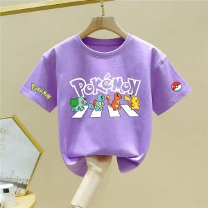 Bandai | Pokemon Kids T Shirt Pikachu Squirtle Charmander Bulbasaur Print Crew Neck Short Sleeve Boys Girls Summer Casual Cartoon Tops