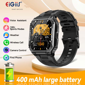 EIGIISNew Men Smart Watch Military Outdoor Sports Watch With Compass Heart Rate Blood Pressure Oxygen Saturation 1.95" TFT IP68