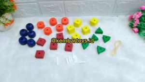 APE-RONCE-MIKA APE Mainan Anak Meronce Geometri Kayu Spon Edukasi Kreatifitas Ronce Anak Motorik Anak