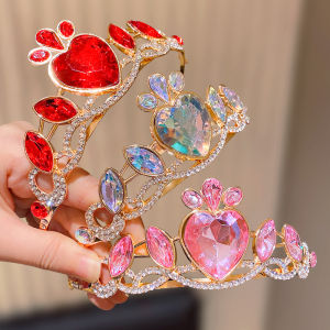 Colorful Elegant Heart Crown for Women Perfect Birthday Gift Party Accessory C-Position Essential