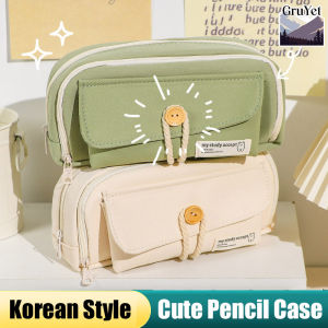 Korean Style Pencil Case Large Capacity Simple Pen Box for School Student Stationery Fabric Bag