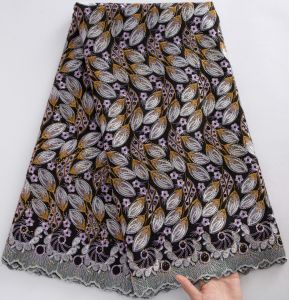 Luxury Pink Wine Swiss Voile Cotton Lace Fabric Leaf Embroidery Stones African Dry Lace For Nigerian Wedding Party Dress 5Yards