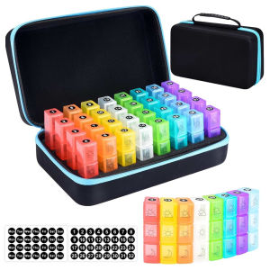 Pills Box Organizer with Travel Case Monthly Medicine Organizer with 32 Daily Compartments for Vitamin Fish Oil & Supplements